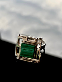 Malachite adjustable ring