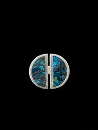 Trapeze ring with split azurite face