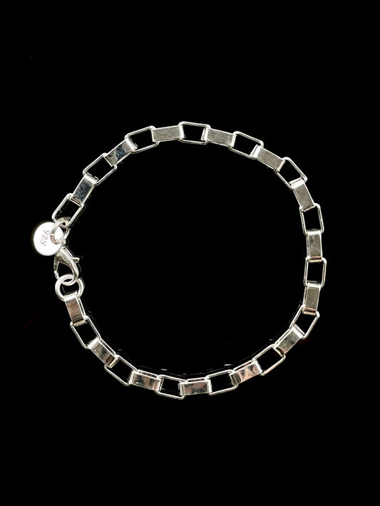 Rectangle link silver bracelet