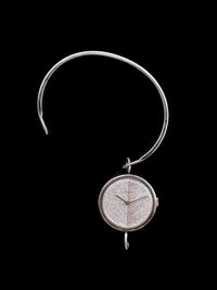 Irridescent silver bangle mechanical watch