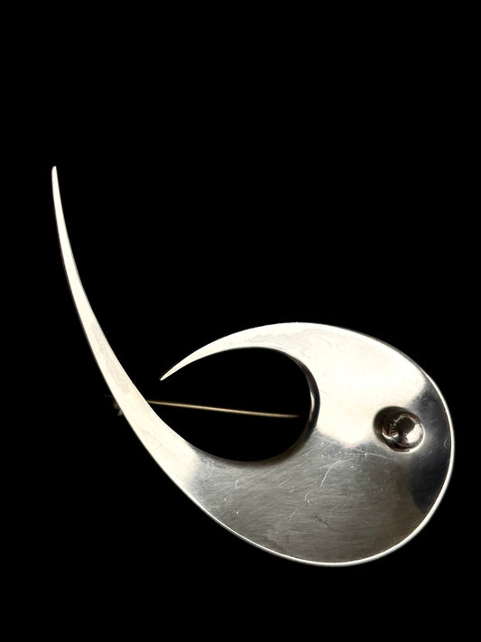 Abstract silver brooch