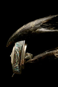 Iridescent abalone ring