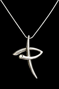 Sculptural necklace with white cabochon