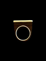 Geometric silver & wood ring