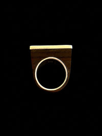 Geometric silver & wood ring