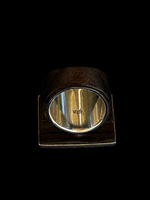 Geometric silver & wood ring