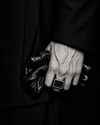 Geometric silver & wood ring