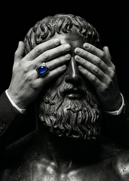 Ring set with blue cabochon