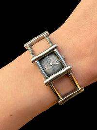 Geometric steel quartz watch