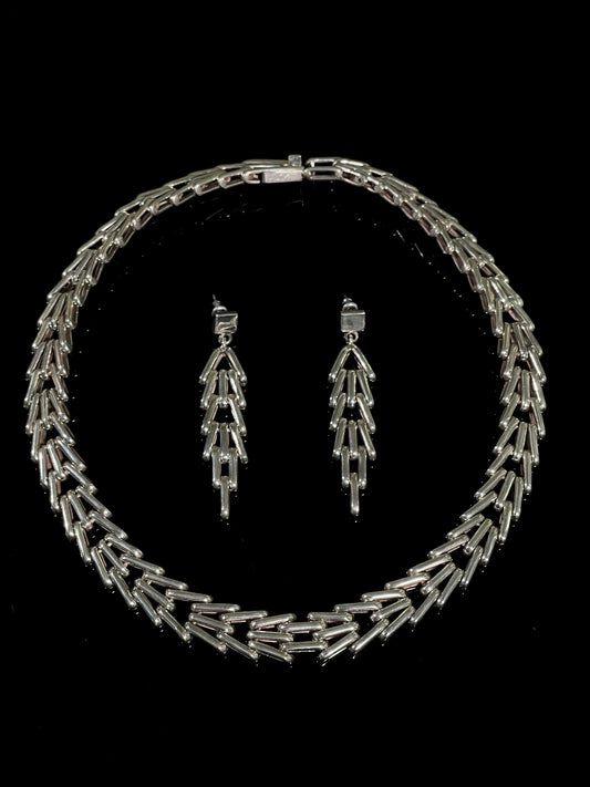 Articulated chevron necklace & earrings set