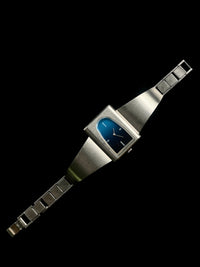 Seiko rectangular blue dial watch