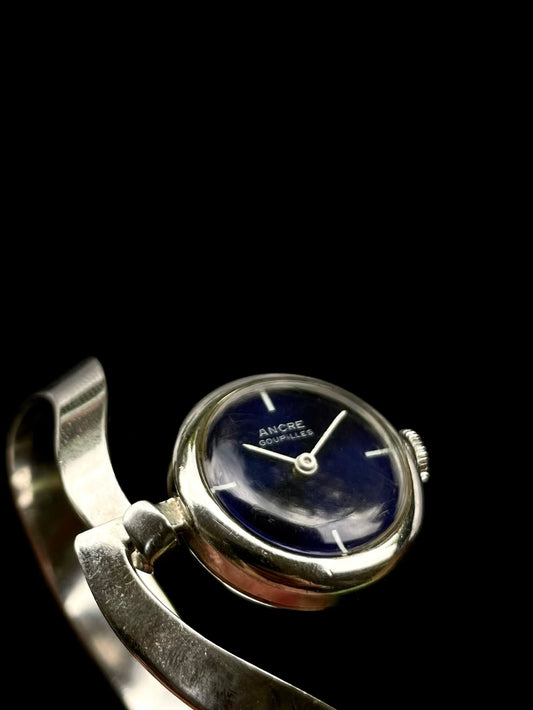 Blue dial bangle mechanical watch